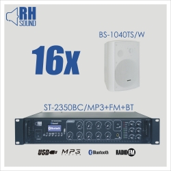 Nagłośnienie naścienne RH SOUND ST-2350BC/MP3+FM+BT + 16x BS-1040TS/W